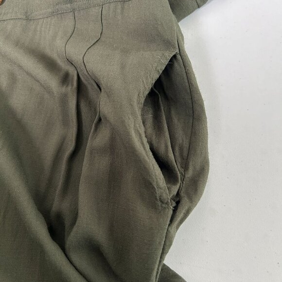 Earthbound Trading Jumpsuit Womens Size L Green Short Sleeve V Neck Pockets Boho - Picture 6 of 16